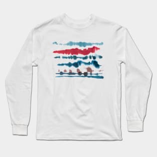 Soft Nautical Lines Blue Red Long Sleeve T-Shirt